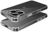 Two clear phone cases are stacked on a white background. The top case is angled to show the camera array, and the bottom case is angled to show the charging port and speaker grill. Produktbild-Vorschau