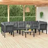 vidaXL 8-tlg. Garten-Lounge-Set Schwarz und Grau Poly Produktbild-Vorschau 2