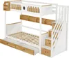 Lit superposé Sweiko, Riche espace de rangement, Cadre en Voir les images du produit 15