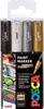A package of four POSCA paint markers in black, white, silver, and gold. Anteprima dell’immagine prodotto