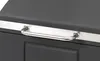 A close-up shot of the handle and a portion of the lid of a black grill. Produktbild-Vorschau