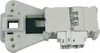 A white washing machine door lock mechanism with a white background. Produktbild-Vorschau