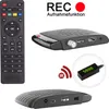 Collage of a satellite receiver and its remote control, with additional marketing graphics. Produktbild-Vorschau