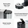 A collage of close-up images highlighting features of a coffee maker. Produktbild-Vorschau