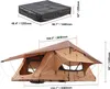 Diagrams showing the dimensions of a folded and unfolded rooftop tent. Anteprima dell’immagine prodotto