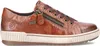 A side view of a brown leather sneaker with laces and a zipper. Produktbild-Vorschau