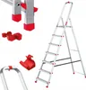 A collage of images showing an aluminum ladder and its accessories. Anteprima dell’immagine prodotto