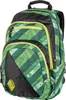A green and black backpack with a geometric pattern. Produktbild-Vorschau