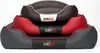 Three stacked dog beds of different sizes and colors, all featuring the "HobbyDog" logo. Produktbild-Vorschau