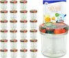A set of 24 empty glass jars with decorative lids and a recipe booklet. Náhled obrázku produktu