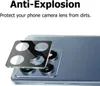 A close-up of a phone camera lens protector being placed on a smartphone. Produktbild-Vorschau