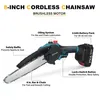 A diagram of a cordless chainsaw with labels pointing out its features. Náhled obrázku produktu