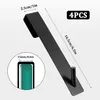 A black metal door hook is shown with measurements indicated by text overlays. A zoomed-in view highlights the thickness of the hook. The text '4PCS' is also present. Produktbild-Vorschau