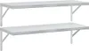 Two silver stainless steel wall shelves are mounted on a white background. Produktbild-Vorschau
