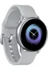 A close-up studio shot of a silver Samsung Galaxy Watch Active on a white background. Produktbild-Vorschau