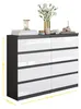 Commode anthracite gris/blanc brillant avec 8 tiroirs – Voir les images du produit 2