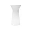 A white, ribbed, hourglass-shaped table on a white background. Produktbild-Vorschau