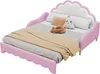 A pink bed with a cloud-shaped headboard and LED lights. Podgląd zdjęcia produktu