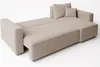 A beige sectional sofa is shown from a slightly elevated side angle against a white background. The sofa is in an open configuration, revealing its sleeping surface and a pull-out section. Náhled obrázku produktu