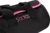 A close-up view of a black bag with pink trim and pink lettering. Podgląd zdjęcia produktu
