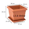 Jardinière carrée Traditionnelle 30 cm Terracotta Capacité Voir les images du produit 2