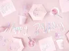 Assiettes en carton Happy B'day  20cm rose set de 6 Voir les images du produit 3