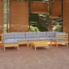 8-tlg. Garten-Lounge-Set mit Grauen Kissen Kiefer Produktbild-Vorschau 2