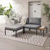 home24 Loungeset - 3-teilig - Aluminium - Grau Produktbild-Vorschau 2
