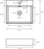 A technical drawing with dimensions of a sink. Produktbild-Vorschau