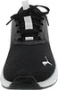 A close-up, front-facing view of a black Puma sneaker with white accents. Produktbild-Vorschau