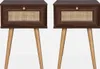 sweeek - 2er-Set Nachttische mit Holzlook und Rohrgeflecht Produktbild-Vorschau 4