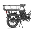 Close-up rear view of a black electric cargo bike with a large rear rack and two batteries. Náhled obrázku produktu