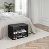 A shoe bench with storage is placed next to a bed in a bedroom. Náhled obrázku produktu