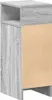 A standalone image of a gray wood-grain effect nightstand with an open shelf at the top and a plain particle board side panel. Náhľad obrázku produktu