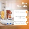 A Clatronic hot dog maker and egg cooker with text highlighting its features. Podgląd zdjęcia produktu