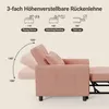 Diagram showing the adjustable backrest angles of a pink sofa bed. Anteprima dell’immagine prodotto