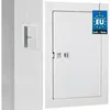 A white metal access door with two handles, shown next to a white wall with a smaller access door. Produktbild-Vorschau