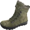 A single green boot with fur trim is shown against a white background. Produktbild-Vorschau