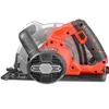 A close-up side view of a red and black circular saw against a white background. Produktbild-Vorschau
