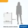 A refrigerator is shown next to a silhouette of a person to indicate its size. Dimensions are provided. Produktbild-Vorschau