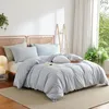 Bettwäsche Set 220x240 cm Baumwolle Blau Weiß Gestreift 1 Produktbild-Vorschau 2