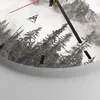 Wanduhr - Rund - Glasuhr - Nebel Berg Wald - 40x40cm - Produktbild-Vorschau 5