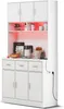 A white kitchen hutch with various kitchen appliances and decor on its shelves and countertop. Produktbild-Vorschau