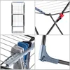 A collage of four images showing different views and details of a foldable clothes drying rack. Náhľad obrázku produktu