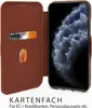 A brown flip case for a smartphone, open to reveal the phone screen and card slots. Anteprima dell’immagine prodotto