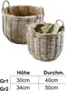 Kobolo Holztrage Holzkörbe 2er Set rund grau Rattan | Produktbild-Vorschau 6