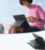 A man is using a tablet with a case that has a stand, outdoors. Produktbild-Vorschau
