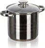 A stainless steel pot with a glass lid is shown against a white background. Voir les images du produit