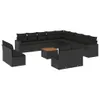 14-tlg. Garten-Sofagarnitur mit Kissen Schwarz Poly Rattan Produktbild-Vorschau 2