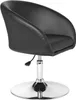 A black leather-look armchair with a chrome base and adjustable height. Produktbild-Vorschau